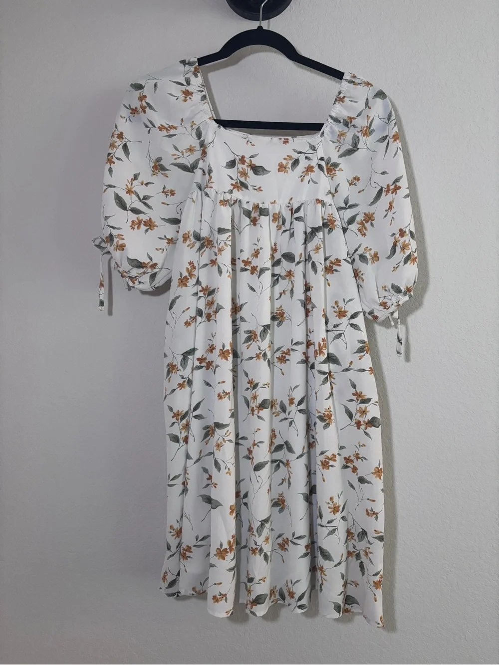 Chelsea & Violet‎ Dress Babydoll XL Floral Puff Sleeve White Cottagecore Boho